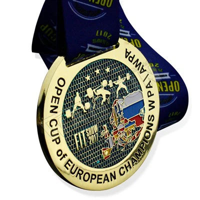 Medal Ras Chwaraeon Plated Aur Metel 3D